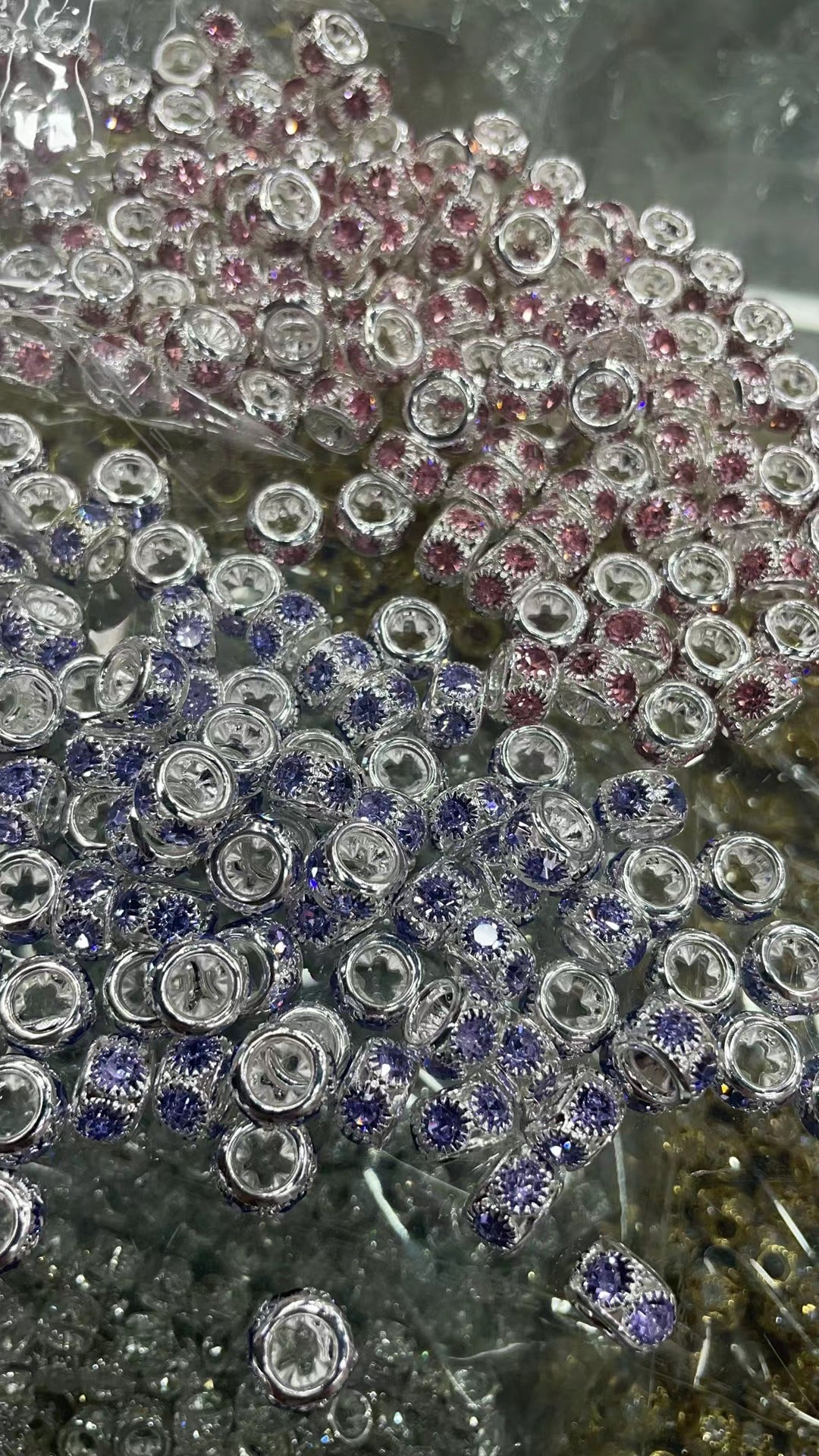 Spacer with Pink & Purple Rhinestone, 10mm