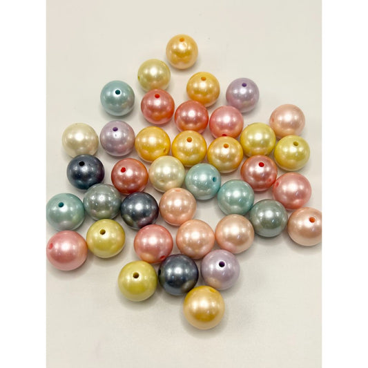 Pearl Acrylic Beads, Solid Color, 16mm