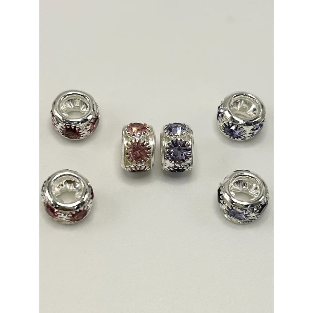 Spacer with Pink & Purple Rhinestone, 10mm