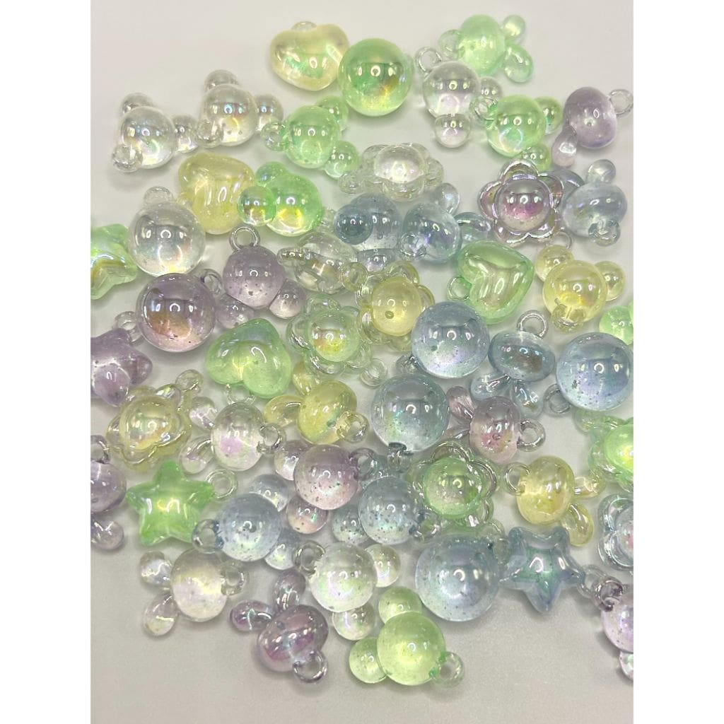 Luminous Acrylic Charms with Glitter- Glow in the Dark- Mix colors