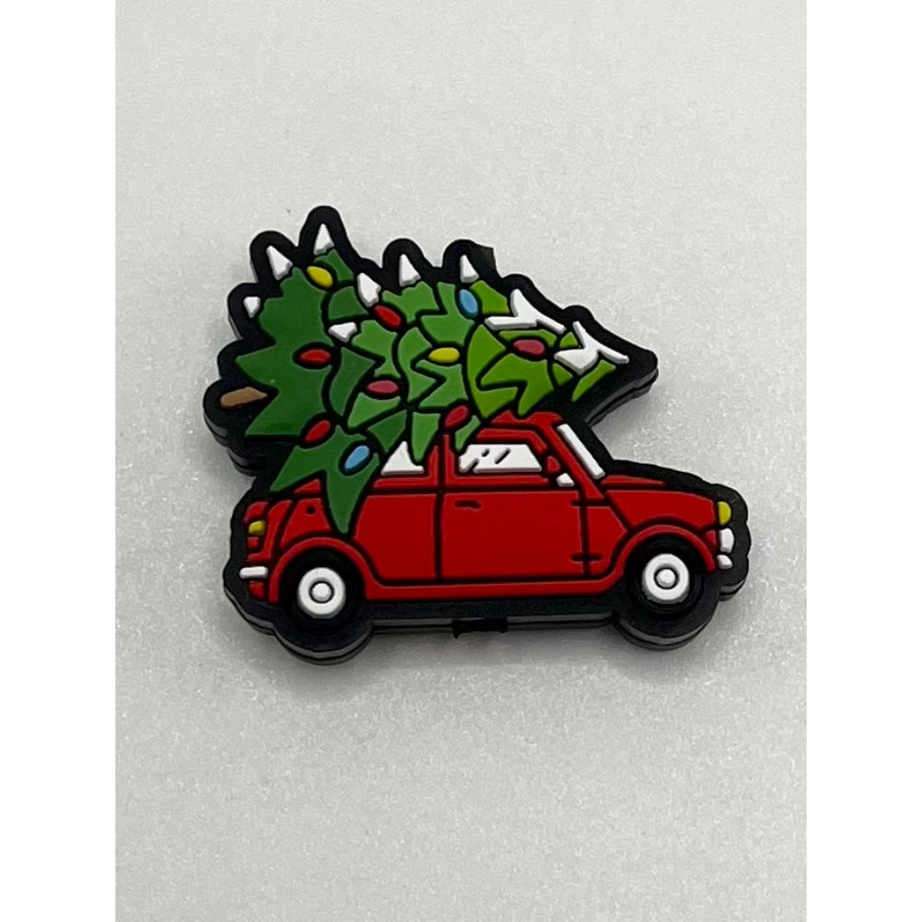 Christmas Tree Pink & Red Car Silicone Focal Beads