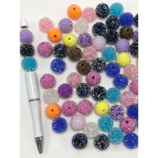 Sugar Acrylic Beads with AB Color Sugar, Hard, 16mm