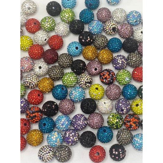 Clay Beads with Colorful Rhinestones, 16mm