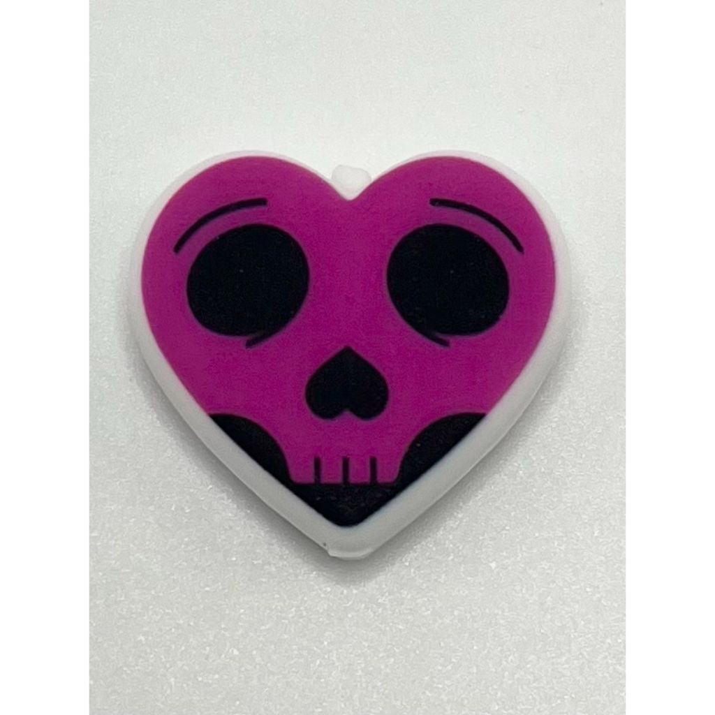 Heart with Skull Silicone Focal Beads