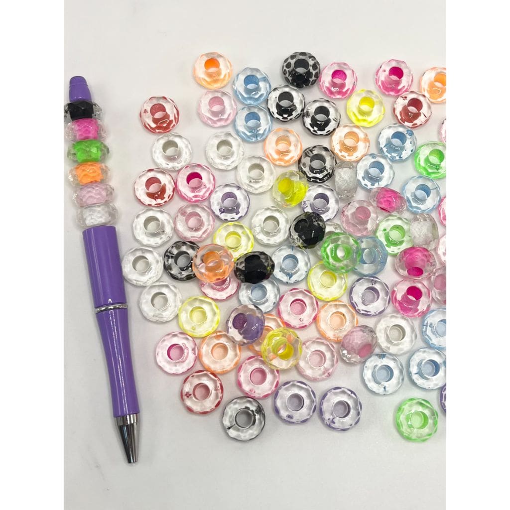 Wheel Acrylic Beads with Colorful Inside, 8mm by 15mm, LL