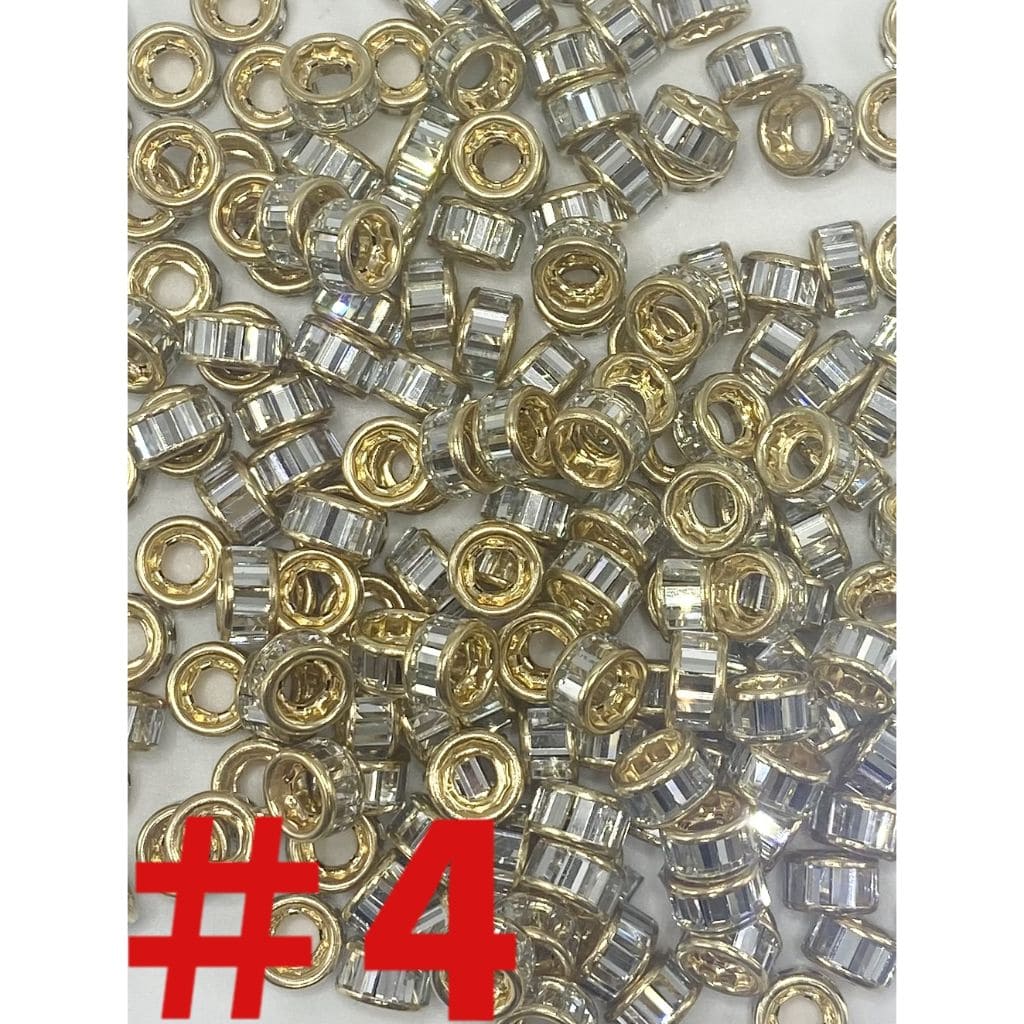 Round Spacers with Crystal Rhinestones, 10mm by 5mm