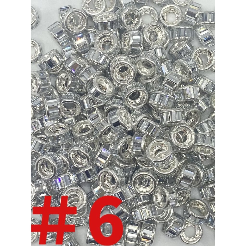 Round Spacers with Crystal Rhinestones, 10mm by 5mm