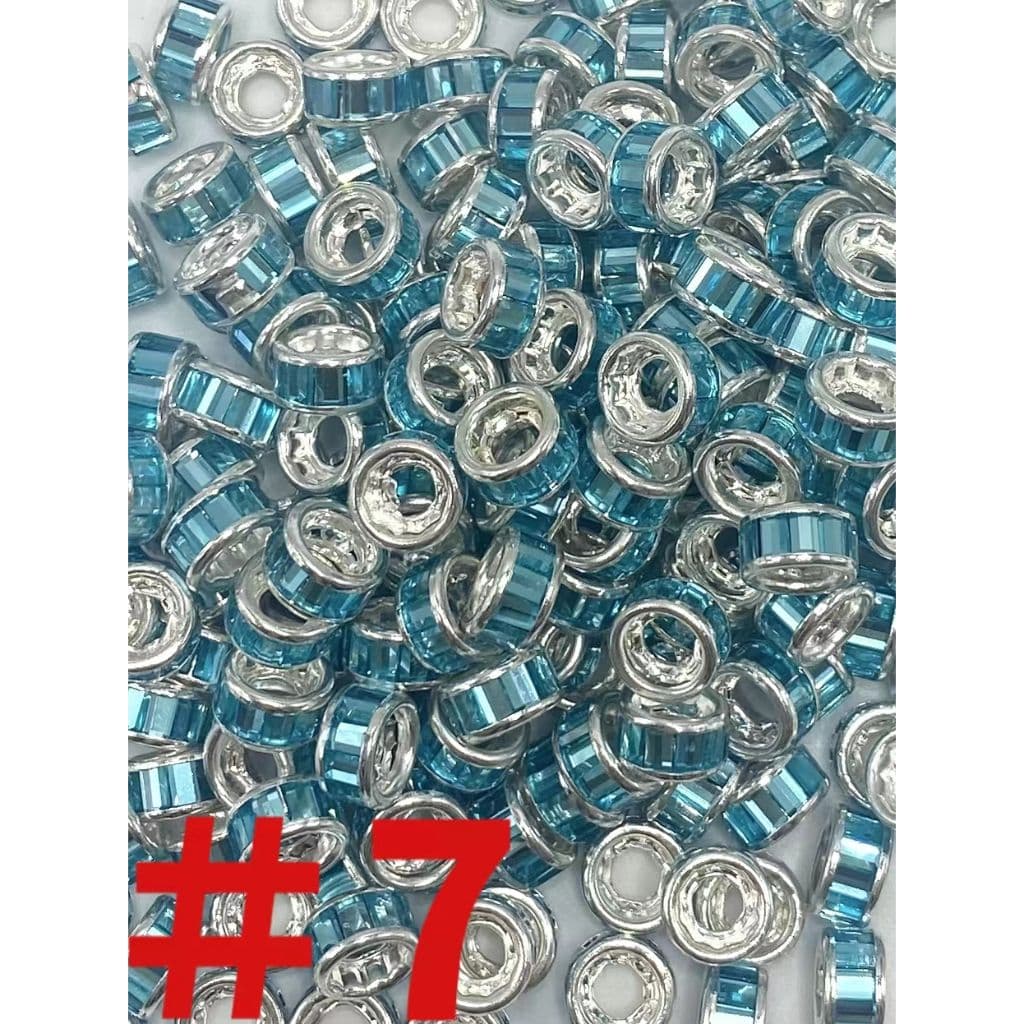 Round Spacers with Crystal Rhinestones, 10mm by 5mm