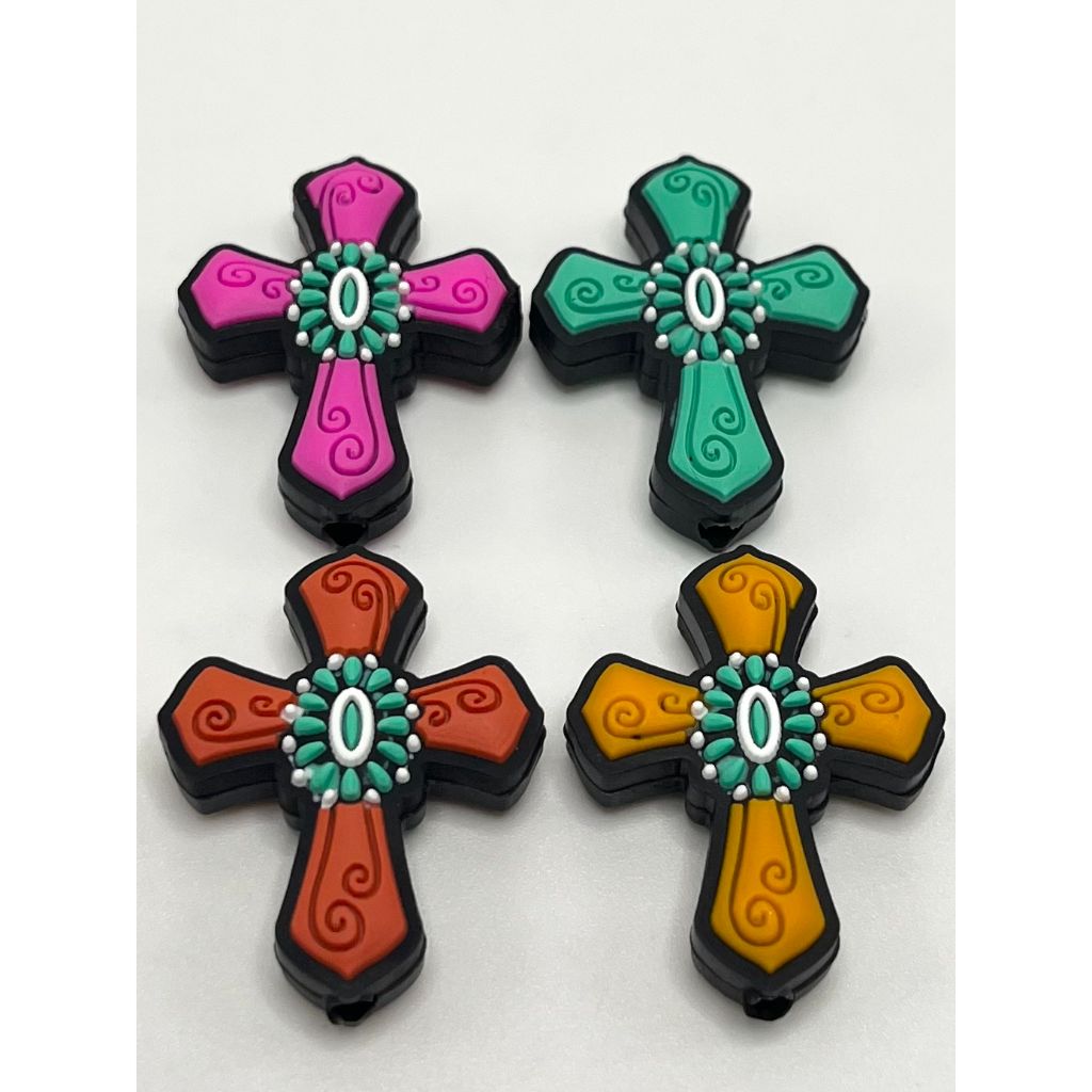 Green Cross Silicone Focal Beads