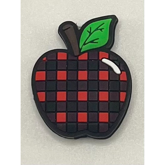 Buffalo Plaid Pattern Lumberjack Apple Silicone Focal Beads (Ship out in Around 4-6 Days after Ordering)