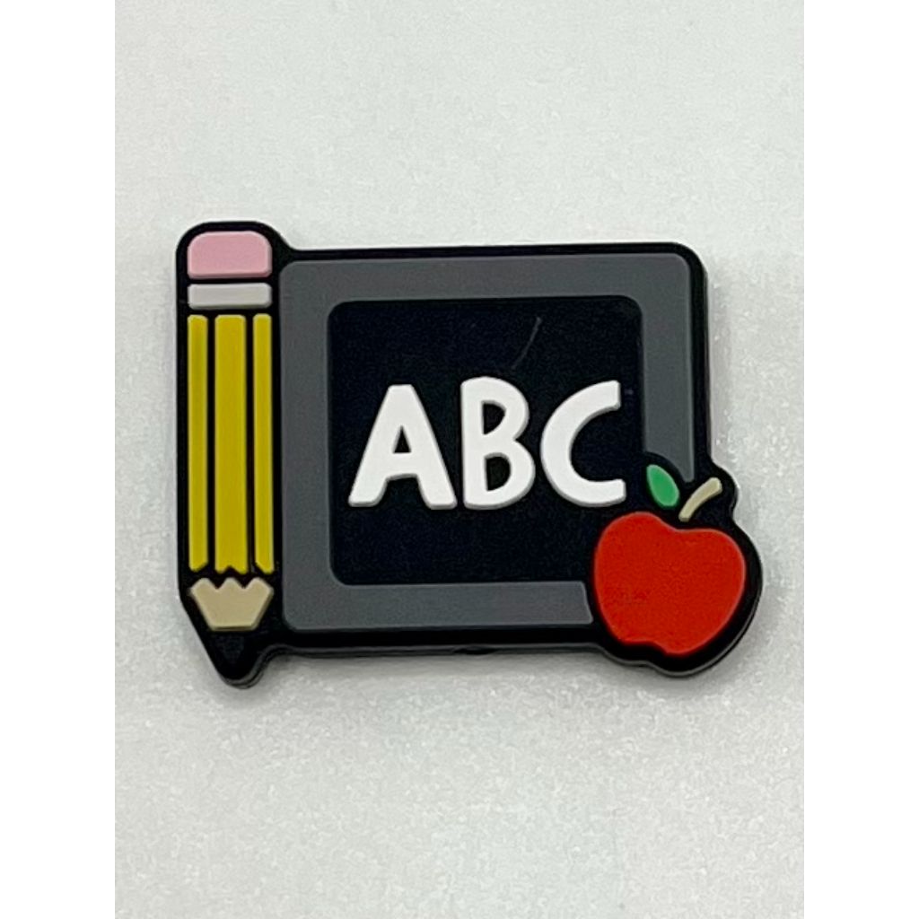 Chalkboard ABC Apple Pencil Silicone Focal Beads