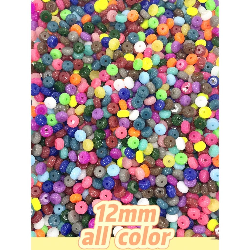 Colorful Wheel Acrylic Beads with Sugar Spacer Texture on Side, 12mm