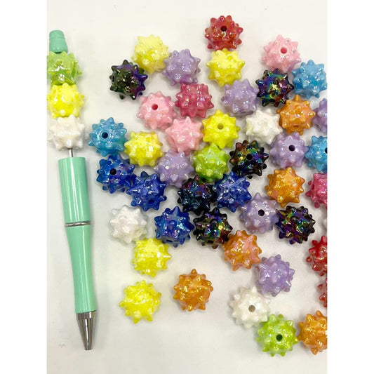 Sea Urchin Spiky Textured Bumpy Acrylic Beads, 16mm, LL