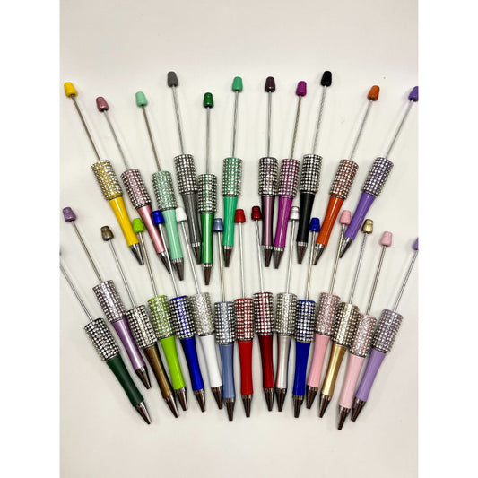 Beadable Pens with Clear Rhinestones, Random Mix