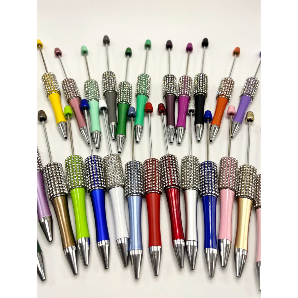 Beadable Pens with Clear Rhinestones, Random Mix