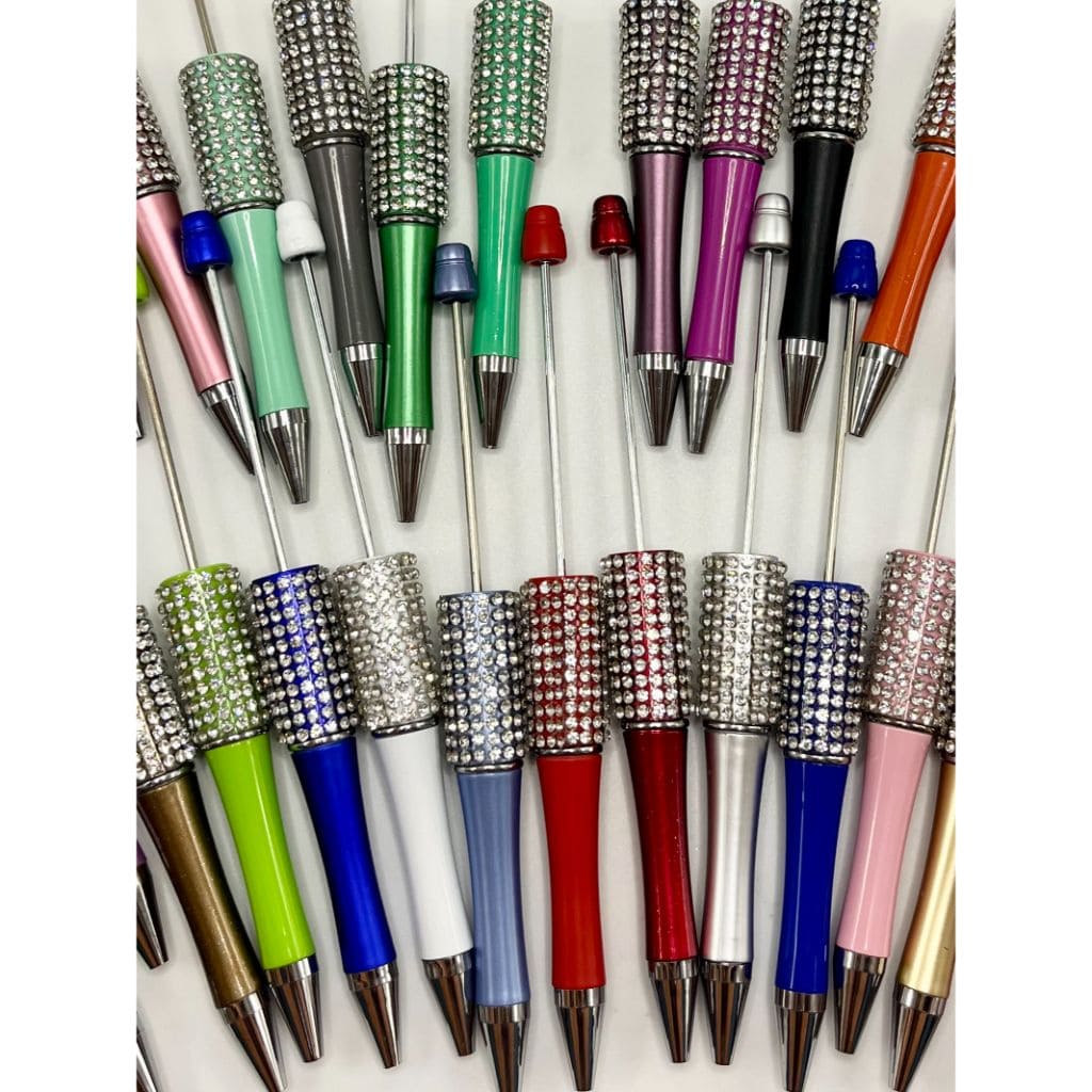Beadable Pens with Clear Rhinestones, Random Mix