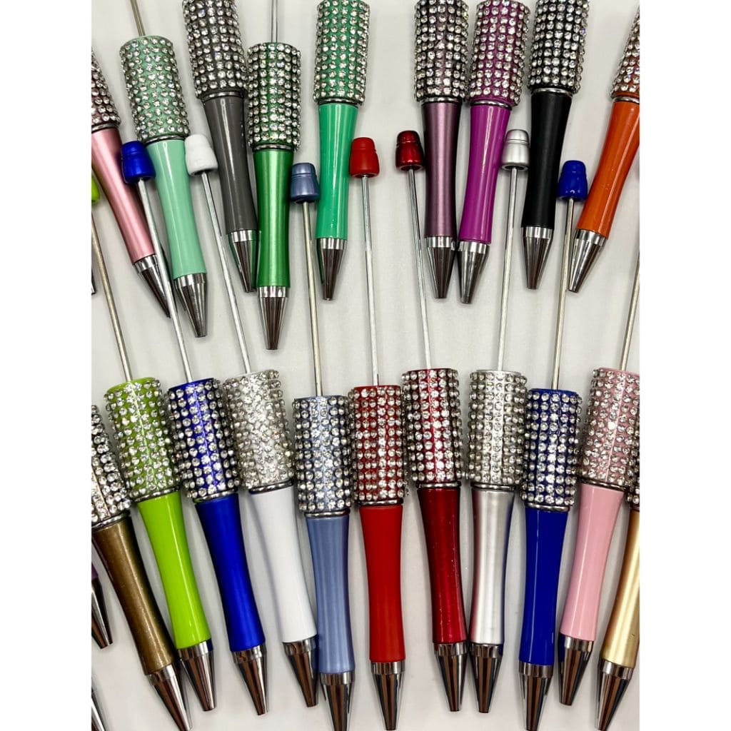 Beaded Pens with Flower in Solid Colors – Beadable Bliss