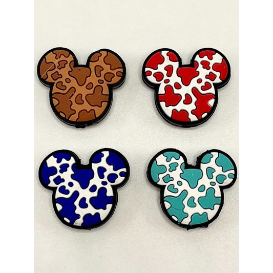 Leopard Print Mouse Head Silicone Focal Beads