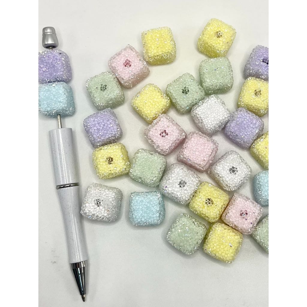 Square Cube Sugar Acrylic Beads, Light Color, 16mm