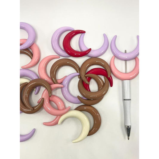 Moon Crescent Acrylic Beads, Random Mix Color, 37mm by 46mm, YY