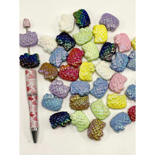 Cartoon HK Cat with Waffle Pattern Acrylic Beads | Some of them are luminous, WQ