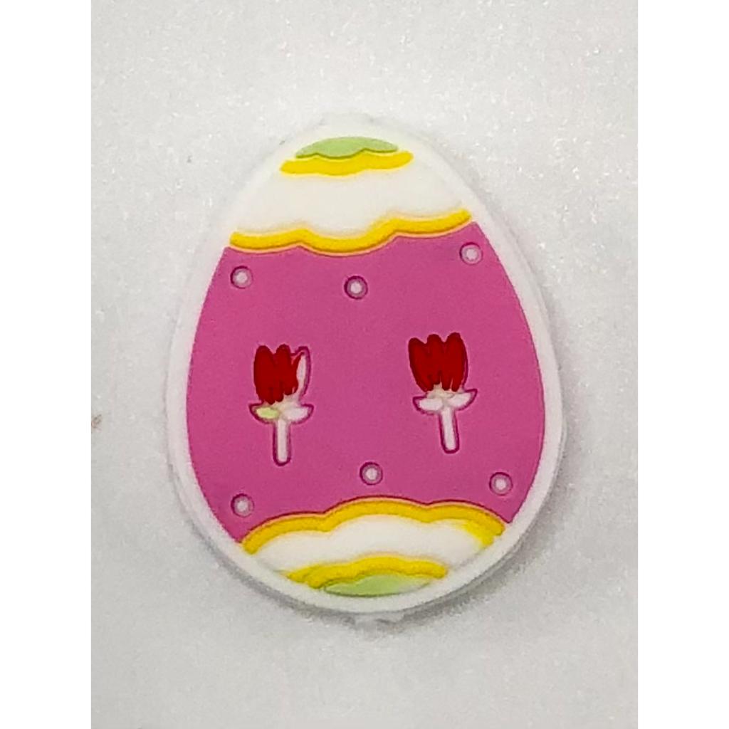 Easter Egg with Rose Flower Silicone Focal Beads