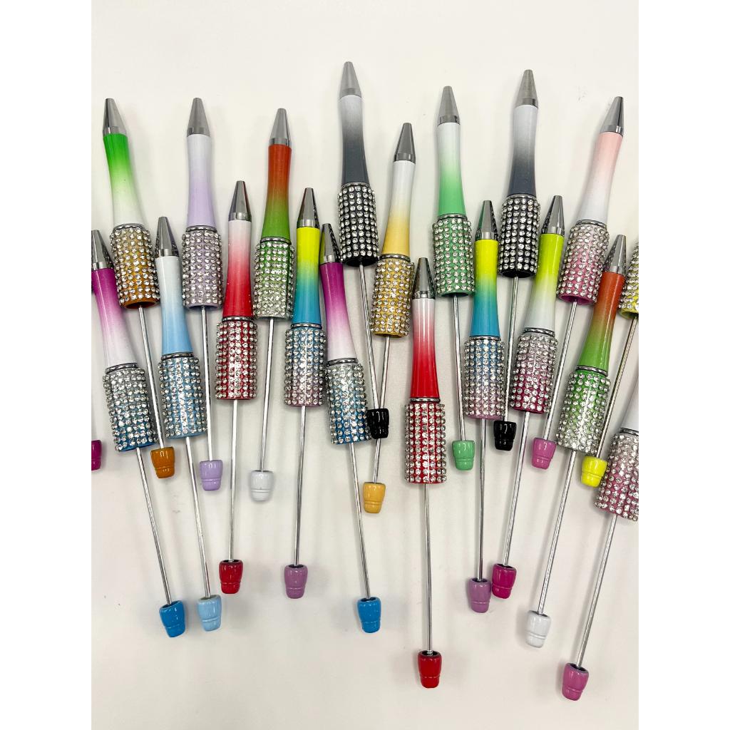 Beadable Pens with Clear Rhinestones, Random Mix