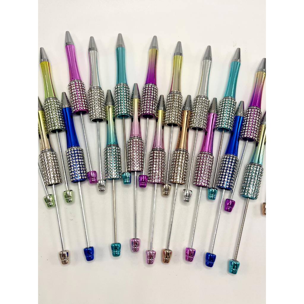 Beadable Pens with Clear Rhinestones, Random Mix