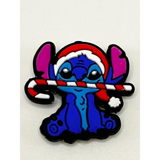 Blue Christmas Stitc with Candy Cane Silicone Focal Beads