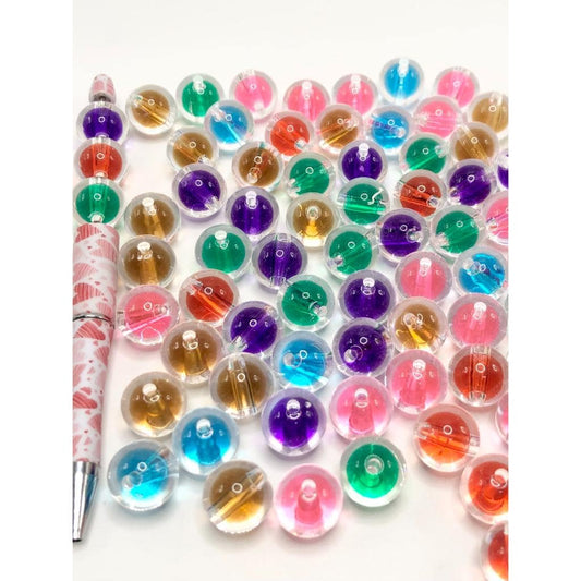 Dark Color Double Layer Clear Acrylic Beads, 16mm