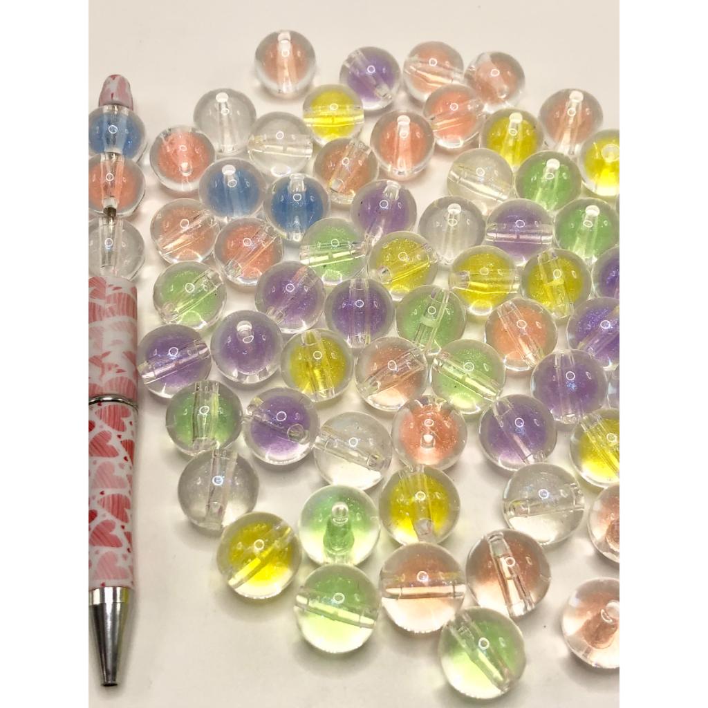 Light Jelly Color Layer Clear Acrylic Beads, Random Mix Color, 16mm