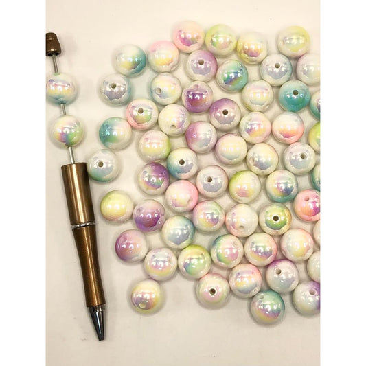 White Smooth Acrylic Beads with Light Color Dazzling, XY