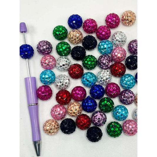 Sparkling Clay Beads with Crystal Rhinestones, Disco Ball Beads, 16mm