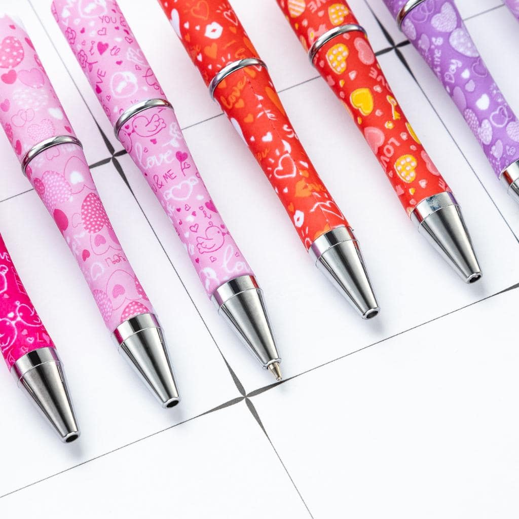 Valentine's Day Printed Beadable Pens with Additional Refills