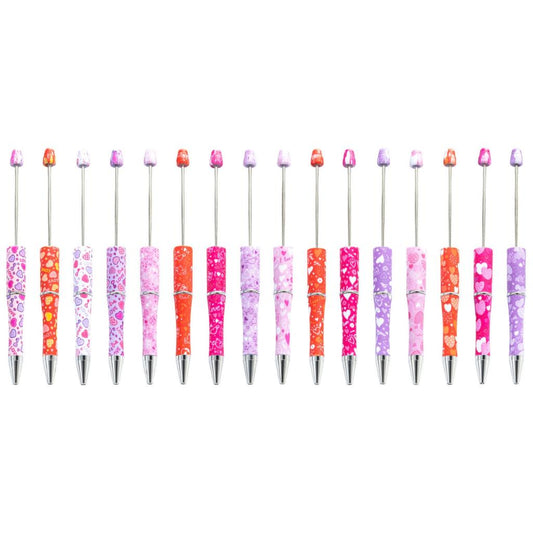 Valentine's Day Loving Hearts Printed Beadable Pens Random Mix