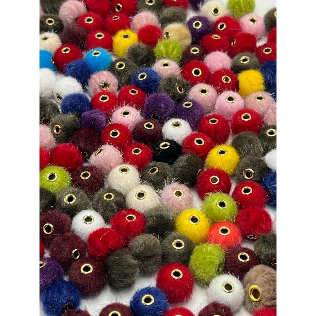 Pom Pom Fluffy Hard Beads and in Solid Color