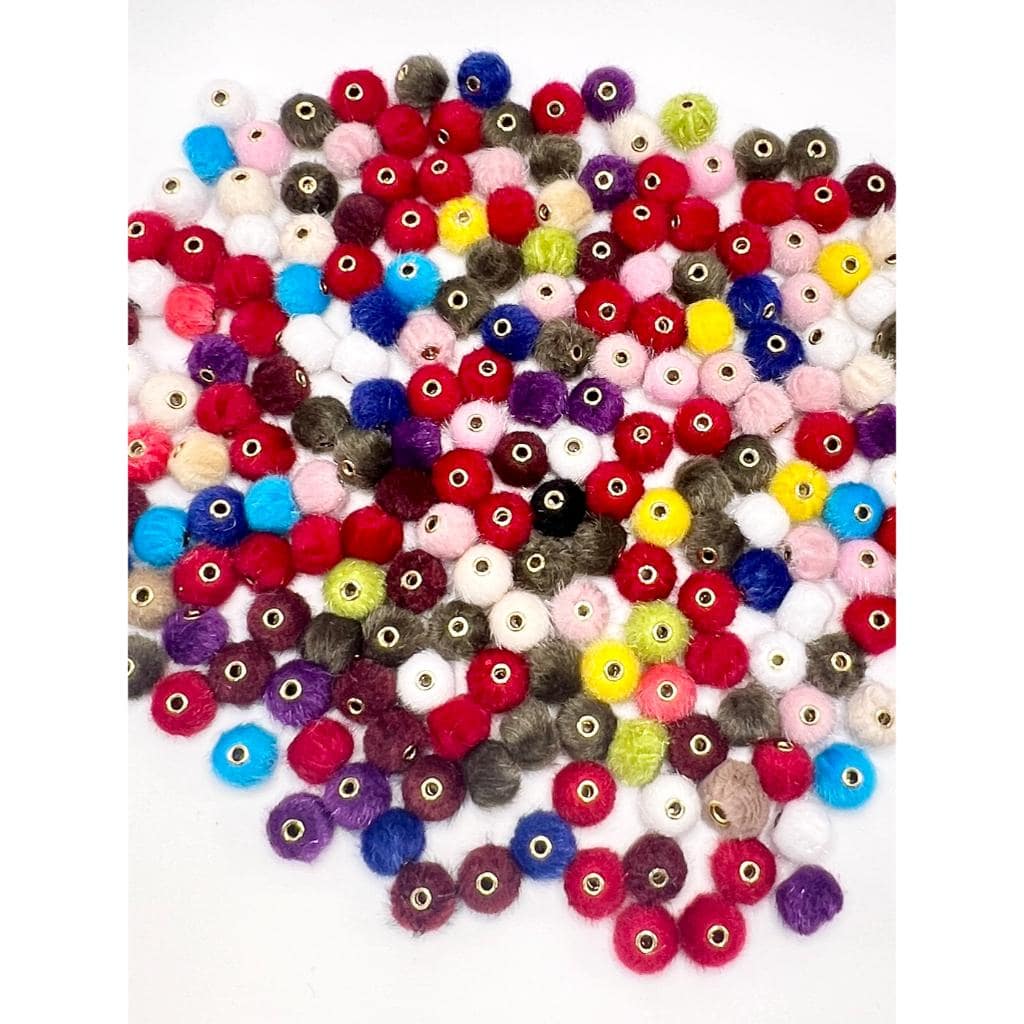 Pom Pom Fluffy Hard Beads and in Solid Color