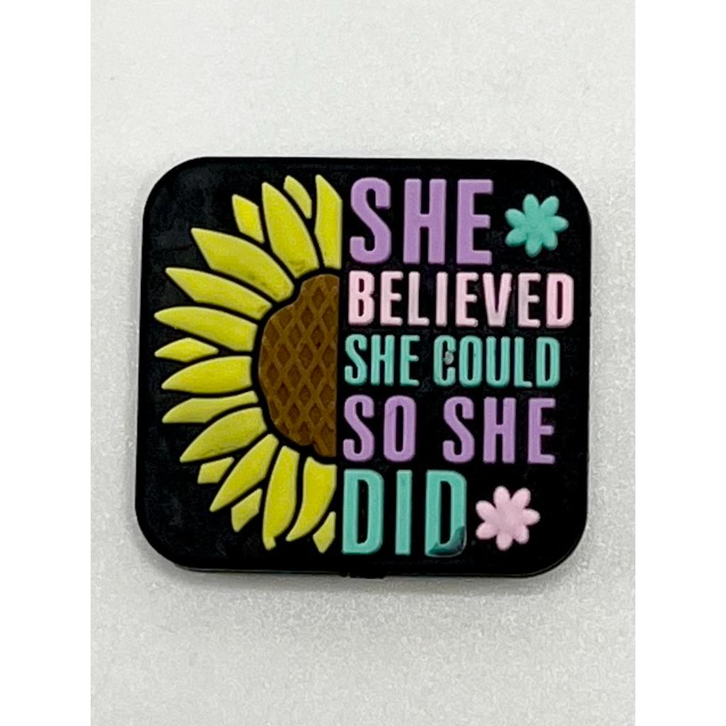 She Believed She Could So She Did Sunflower Silicone Focal Beads