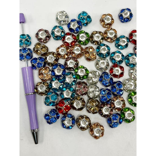 メタルビーズ キラキラ輝くクリスタルラインストーン 鮮やかでカラフルなスタイル ランダムミックス 12mm×16mm ZY 