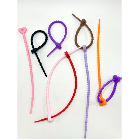 Soft Silicone Keychains Tamper Seal Zip Ties Random Mix Colors 20.5cm, 8 inches YF