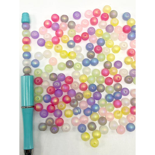 8mm Beads, Mix of Round Acrylic Beads with Frosted Jelly Color