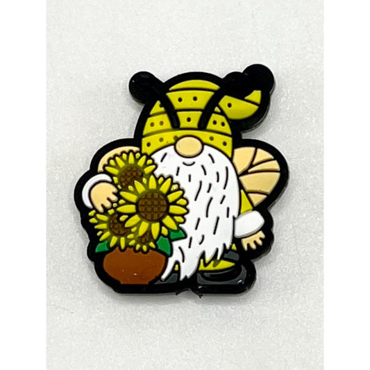 Yellow Bee Honeybee with Sunflower Silicone Focal Beads