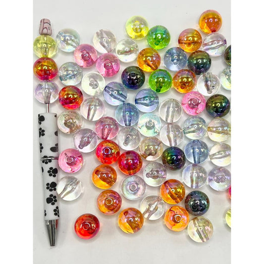 シースルー光沢ソリッドカラーアクリルビーズ UVコーティング 16mm CM