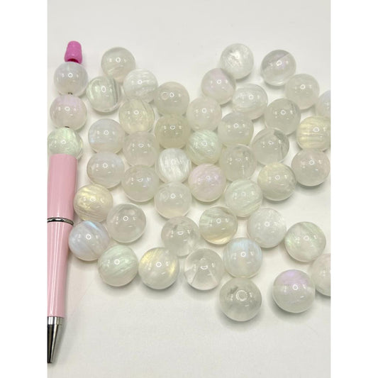 See Thru White Acrylic Beads with Colorful Glitter, 16mm,Mix