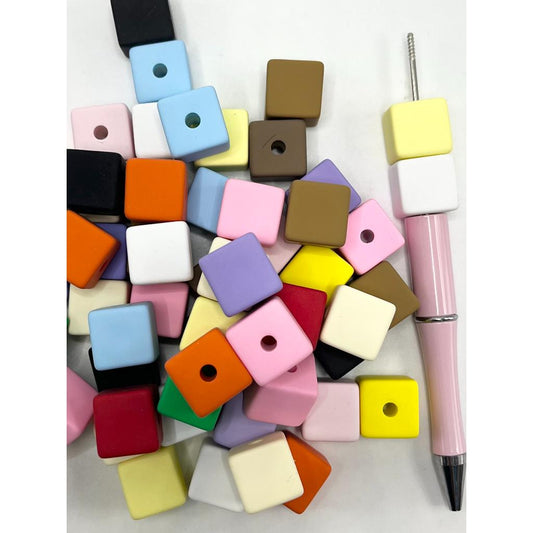 Cube Beads, Square Acrylic Beads, Cube Shape with Rubber Plating, Size 16mm