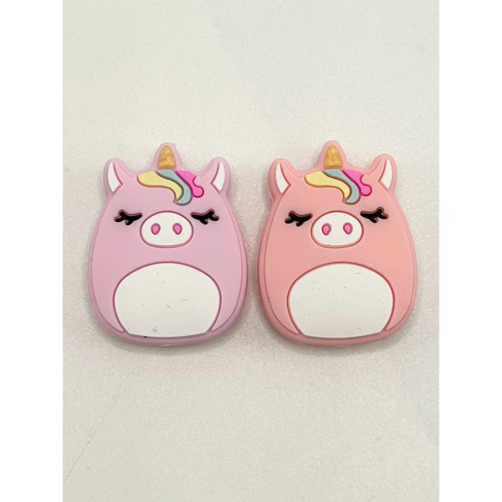 Cute Pink Unicorn Pig Silicone Focal Beads