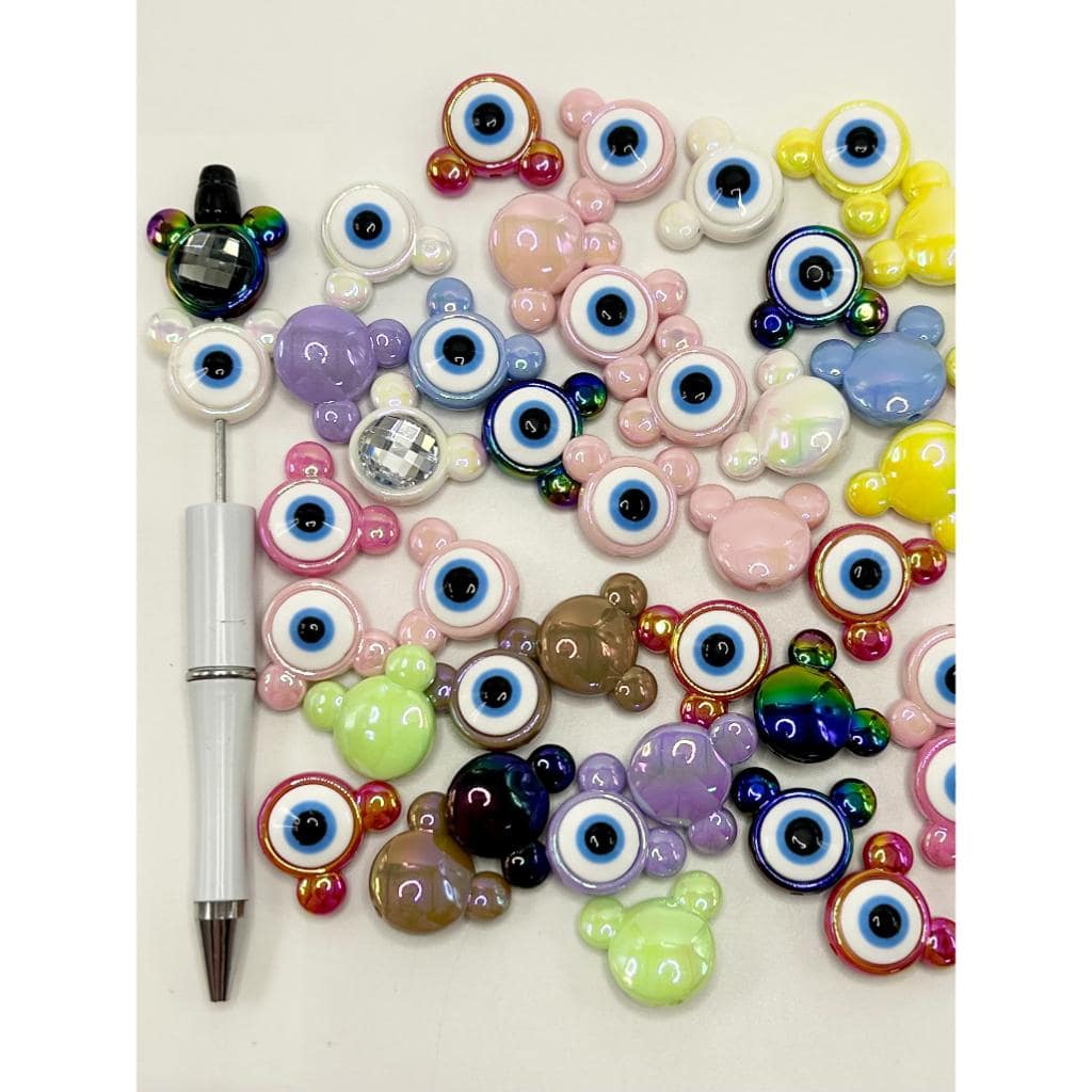 Mouse Acrylic Beads with Evil Eye Eyes, UV, WQ