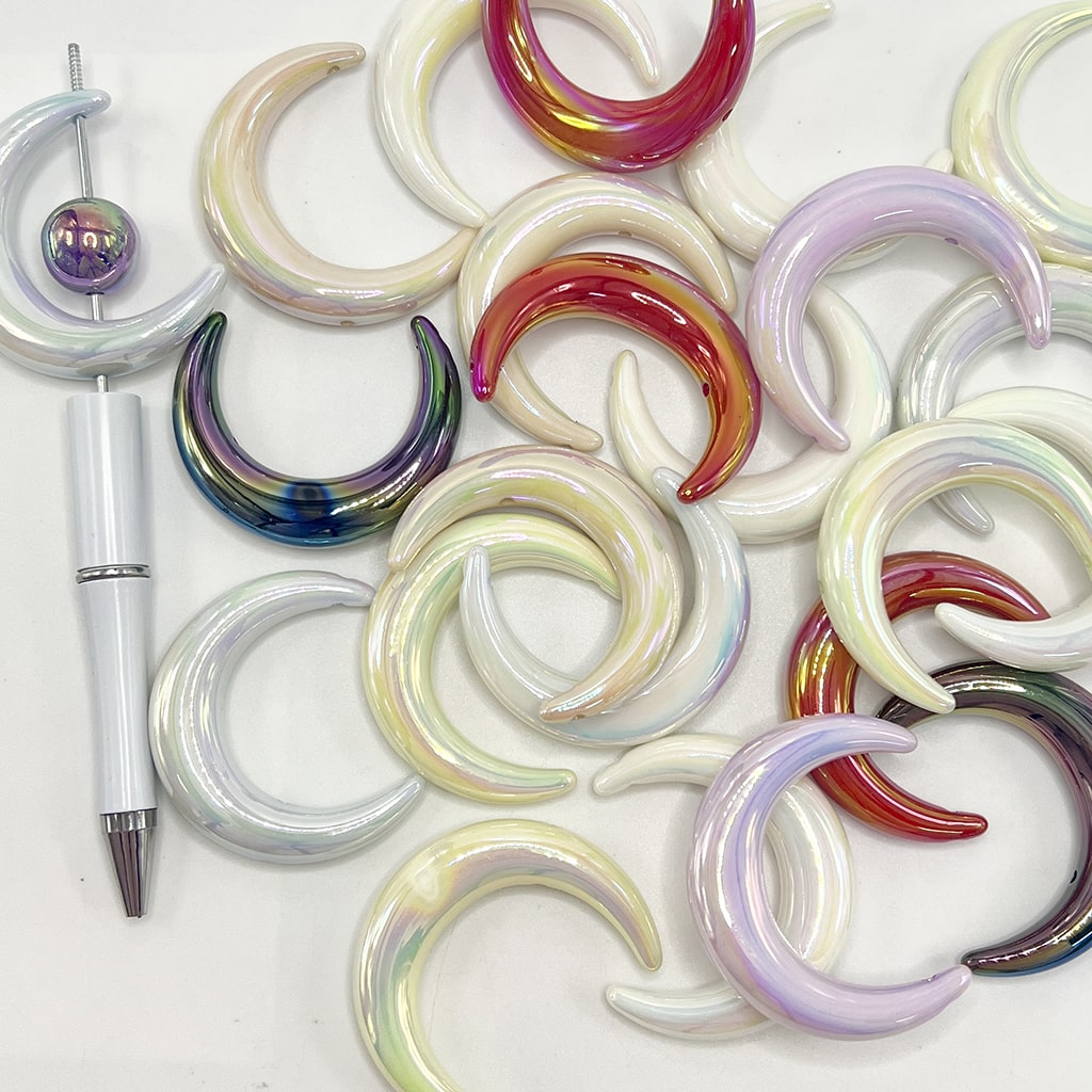 Moon Acrylic Beads, Pastel Color,  Glow in the Dark Luminous, 40mm by 46mm, JD,  Please Read the Description