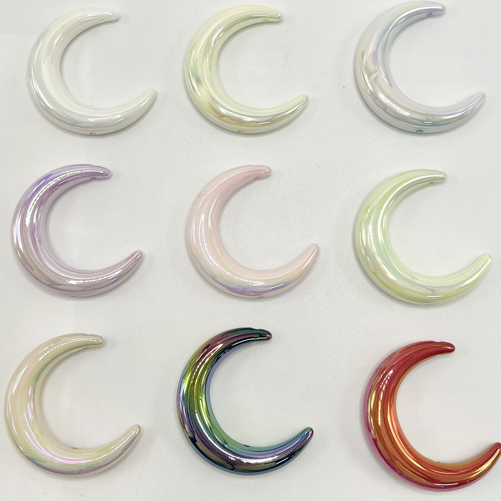 Moon Acrylic Beads, Pastel Color,  Glow in the Dark Luminous, 40mm by 46mm, JD,  Please Read the Description