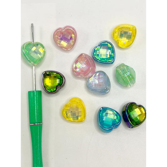 See Thru Heart Shape Acrylic Beads with Double Sides Heart Crystal, YY
